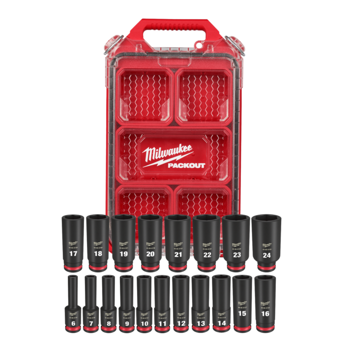 Milwaukee 19PC SHOCKWAVE™ Impact Duty Socket 3/8” Drive MM Set with PACKOUT™