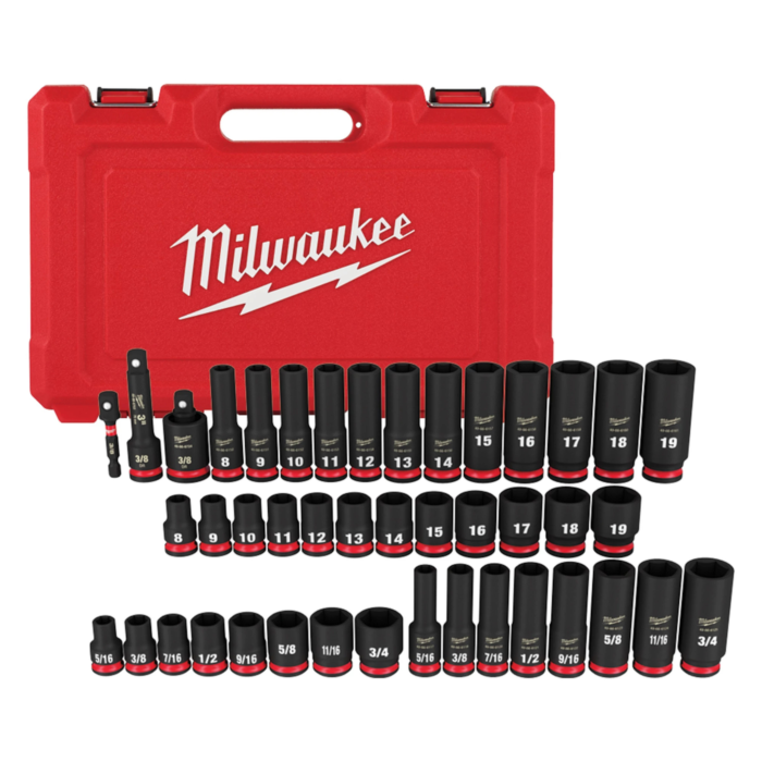 Milwaukee 43PC SHOCKWAVE™ Impact Duty 3/8" Drive SAE & Metric Deep 6 Point Socket Set