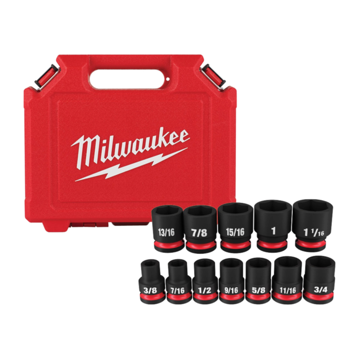 Milwaukee 12PC SHOCKWAVE™ Impact Duty 1/2" Drive SAE Standard 6 Point Socket Set