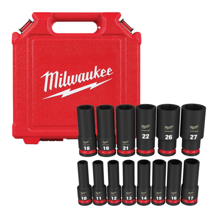 Milwaukee 14PC SHOCKWAVE™ Impact Duty 1/2" Drive Metric Deep 6 Point Socket Set