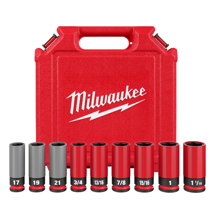 Milwaukee SHOCKWAVE™ Impact Duty 1/2 Drive SAE & Metric 9PC Lug Nut Wheel Socket Set