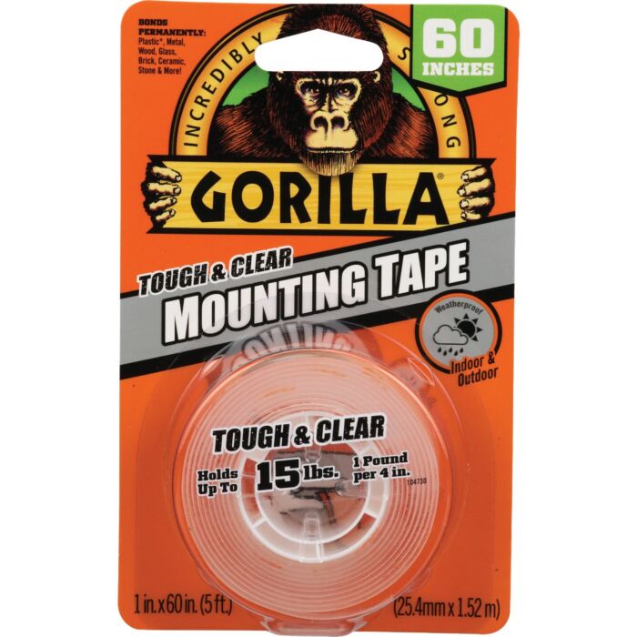 Gorilla Tough & Clear Double-Sided Mounting Tape (Clear) 1 in. x 5 ft