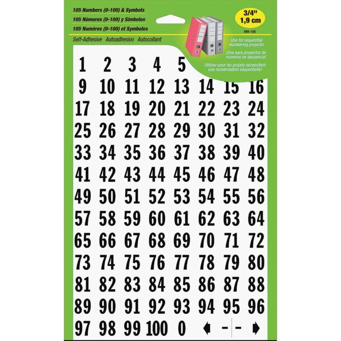 HY-KO Hy-Ko 3/4 In. Polyester Adhesive Number Set, 100 Numbers