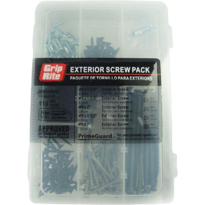 Exterior Steel Screw Assortment Kit (115 pcs)