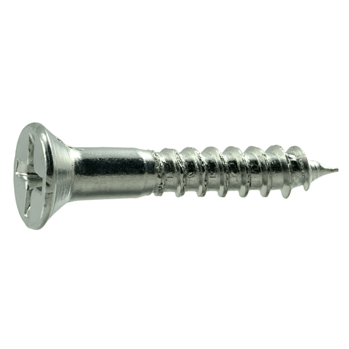 #8 x 1" Phillips Flat Head, Wood Screw, Zinc (Bulk Box 1 lb)