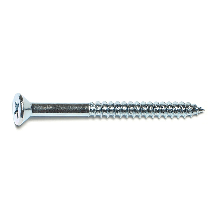 #14 x 3" Phillips Flat Head, Wood Screw, Zinc (Bulk Box 1 lb)