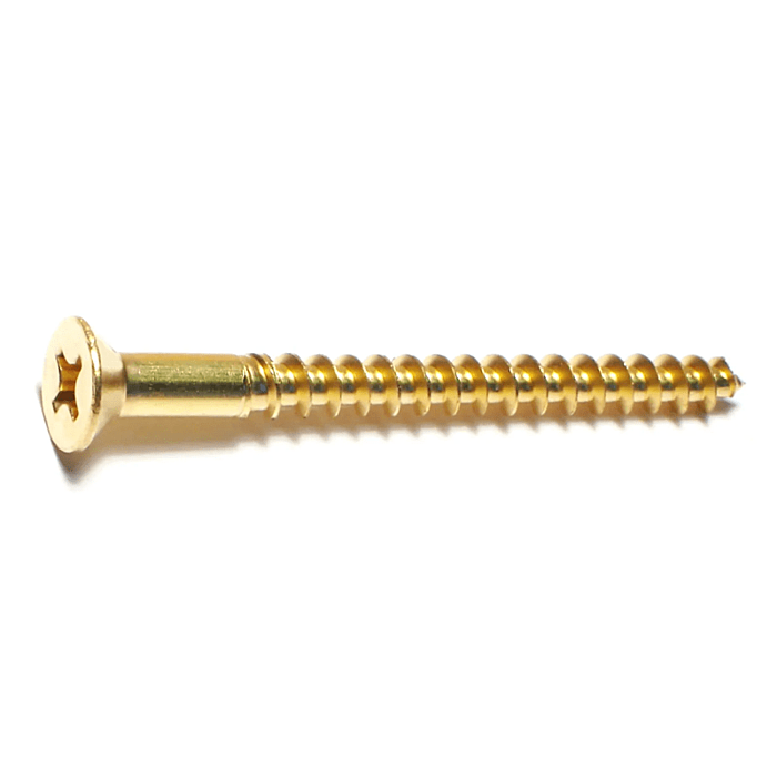 #12 x 2-1/2" Phillips Flat Head, Wood Screw, Brass (Bulk Box 1 lb)