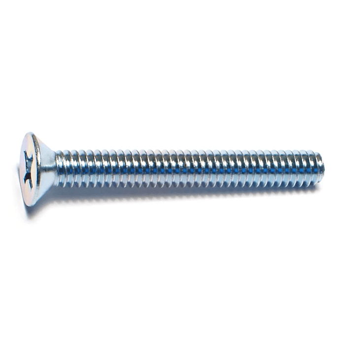 1/4"-20 x 2" Phillips Flat Head, Machine Screw, Zinc (Bulk Box 1 lb)