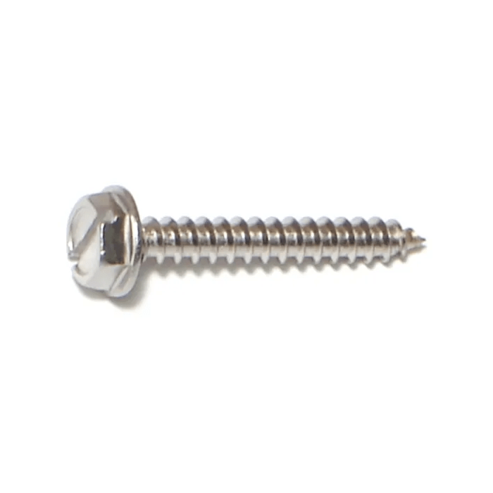 #6 x 1" Slotted Hex Washer Head, Sheet Metal Screw, Stainless Steel (Bulk Box 1 lb)