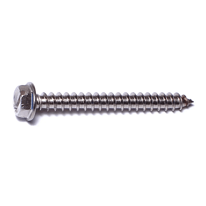 #8 x 1-1/2" Slotted Hex Washer Head, Sheet Metal Screw, Stainless Steel (Bulk Box 1 lb)