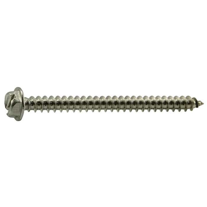 #8 x 2" Slotted Hex Washer Head, Sheet Metal Screw, Stainless Steel (Bulk Box 1 lb)