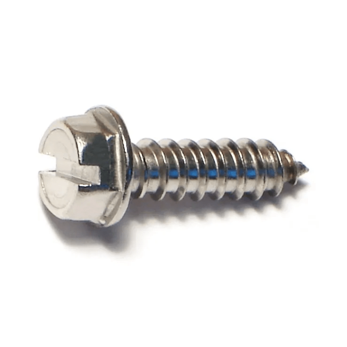 #12 x 3/4" Slotted Hex Washer Head, Sheet Metal Screw, Stainless Steel (Bulk Box 1 lb)