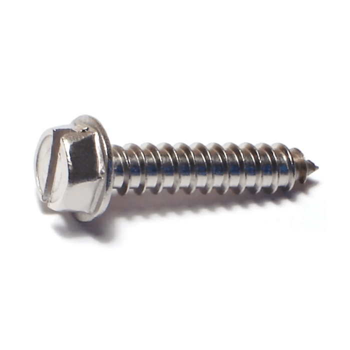 #12 x 1" Slotted Hex Washer Head, Sheet Metal Screw, Stainless Steel (Bulk Box 1 lb)