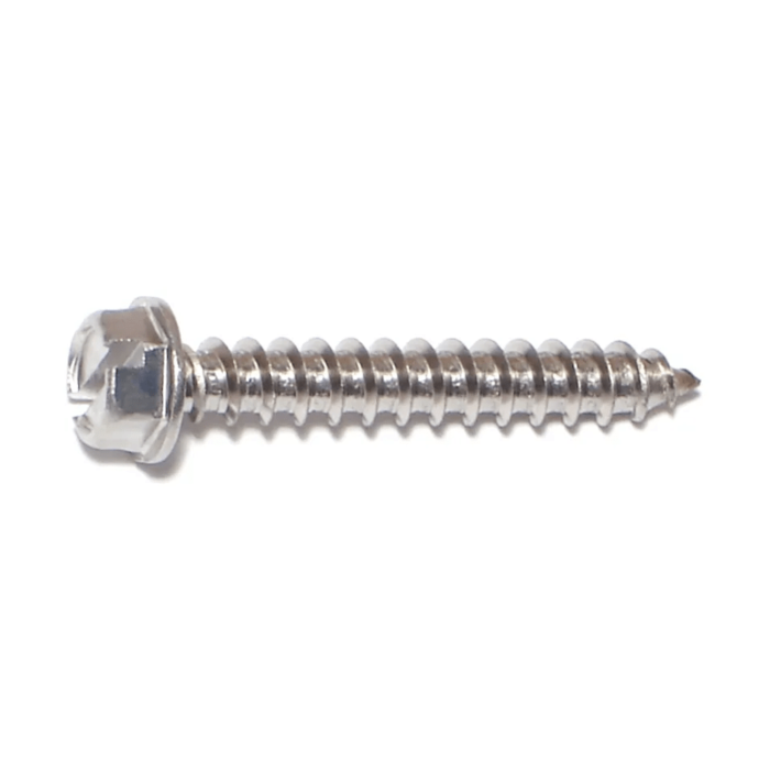 #12 x 1-1/2" Slotted Hex Washer Head, Sheet Metal Screw, Stainless Steel (Bulk Box 1 lb)
