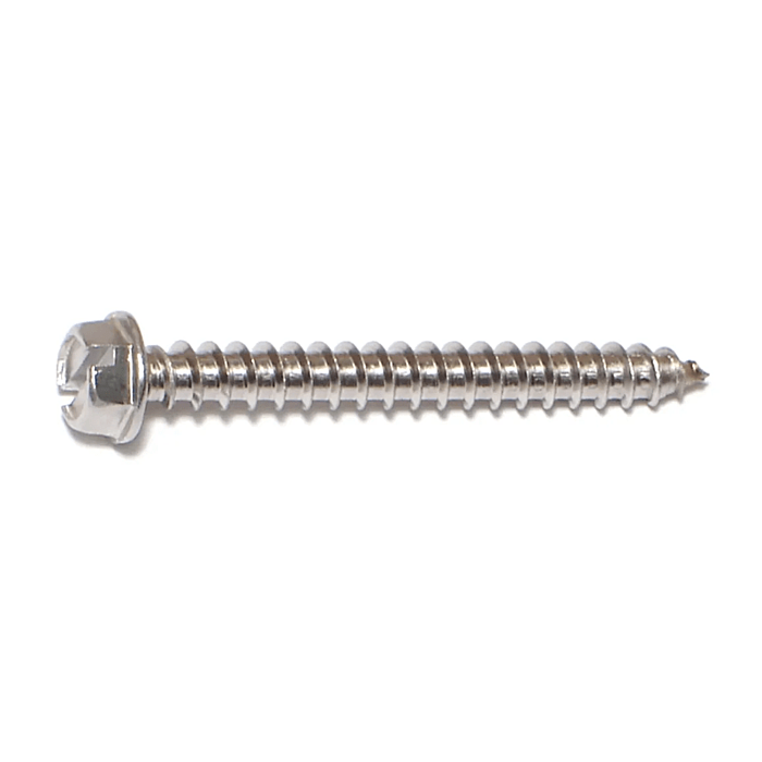 #12 x 2" Slotted Hex Washer Head, Sheet Metal Screw, Stainless Steel (Bulk Box 1 lb)