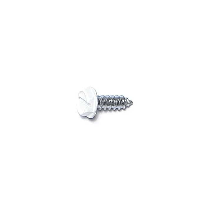 #7 x 1/2" Slotted Hex Washer Head, Gutter Screw, Zinc, White (Bulk Box 1 lb)