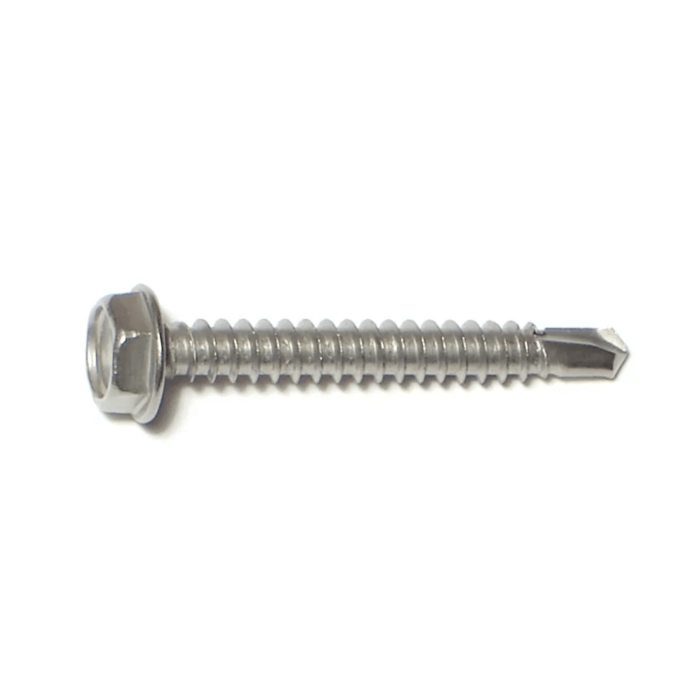 #10 x 1-1/2" Hex Washer Head, Self-Drilling Screw, Stainless Steel (Bulk Box 1 lb)