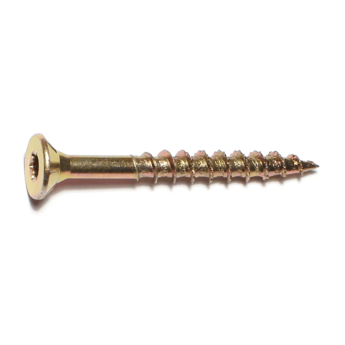 #12 x 2" Star Flat Head, Wood Screw, Yellow Zinc (Bulk Box 1 lb)