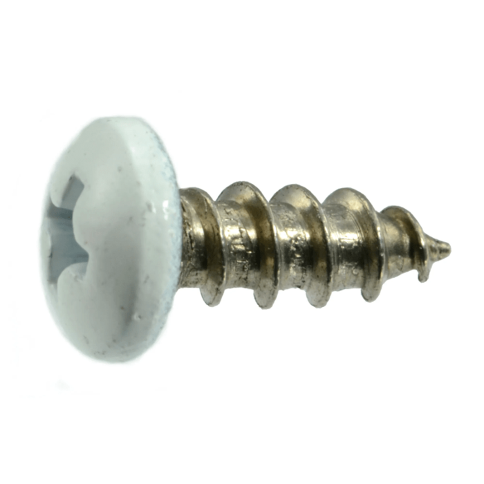 #10 x 1/2" Phillips Pan Head, Shutter Screw, Stainless Steel, White (Bulk Box 1 lb)
