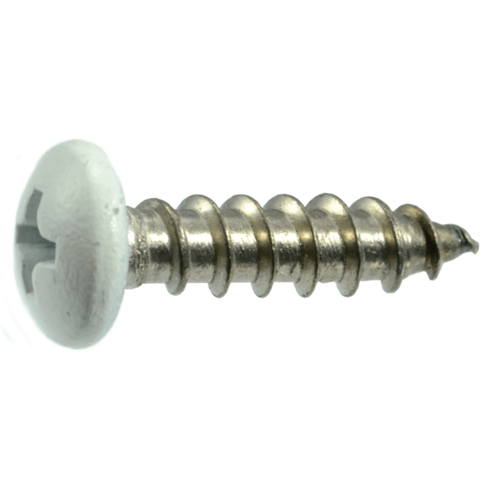 #10 x 3/4" Phillips Pan Head, Shutter Screw, Stainless Steel, White (Bulk Box 1 lb)