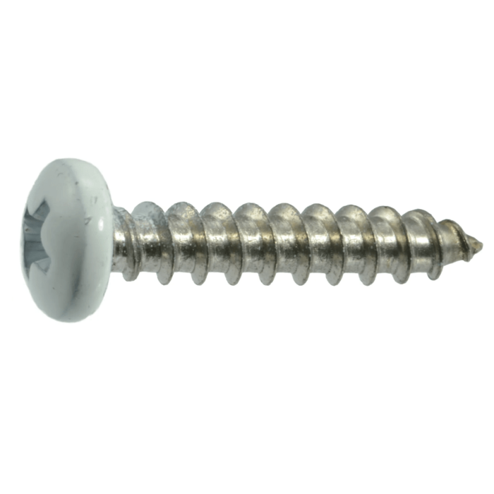 #10 x 1" Phillips Pan Head, Shutter Screw, Stainless Steel, White (Bulk Box 1 lb)