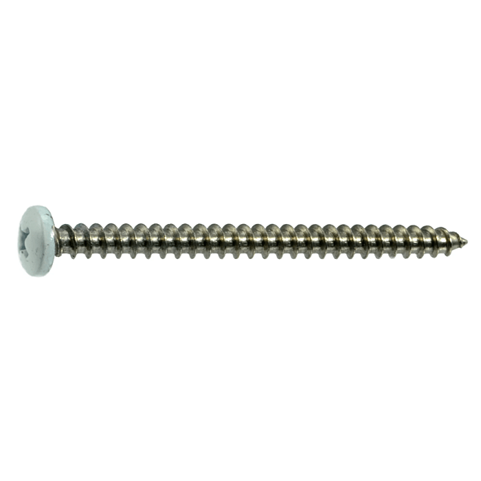 #10 x 2-1/2" Phillips Pan Head, Shutter Screw, Stainless Steel, White (Bulk Box 1 lb)