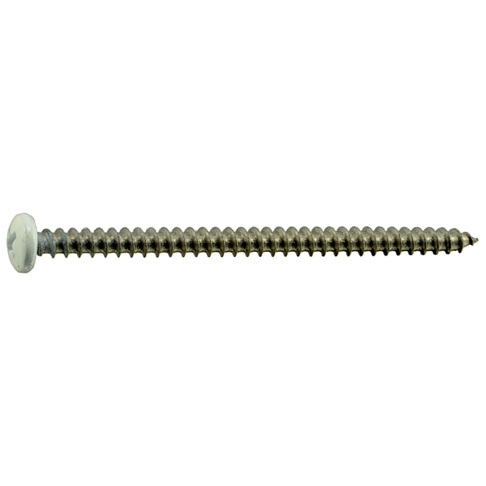 #10 x 3" Phillips Pan Head, Shutter Screw, Stainless Steel, White (Bulk Box 1 lb)