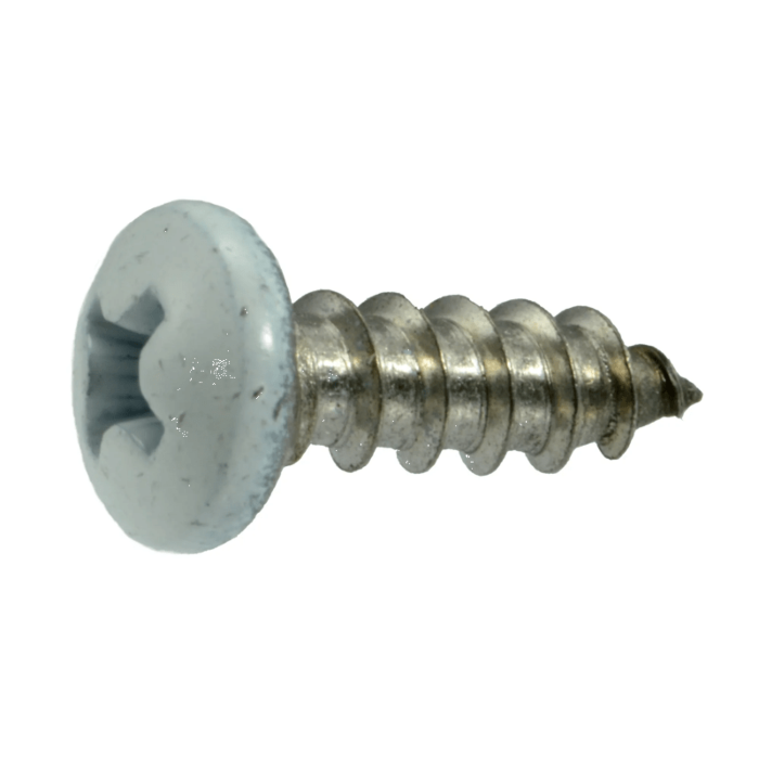 #8 x 1/2" Phillips Pan Head, Sheet Metal Screw, Stainless Steel, White (Bulk Box 1 lb)