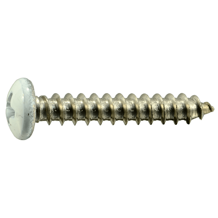#8 x 1" Phillips Pan Head, Sheet Metal Screw, Stainless Steel, White (Bulk Box 1 lb)