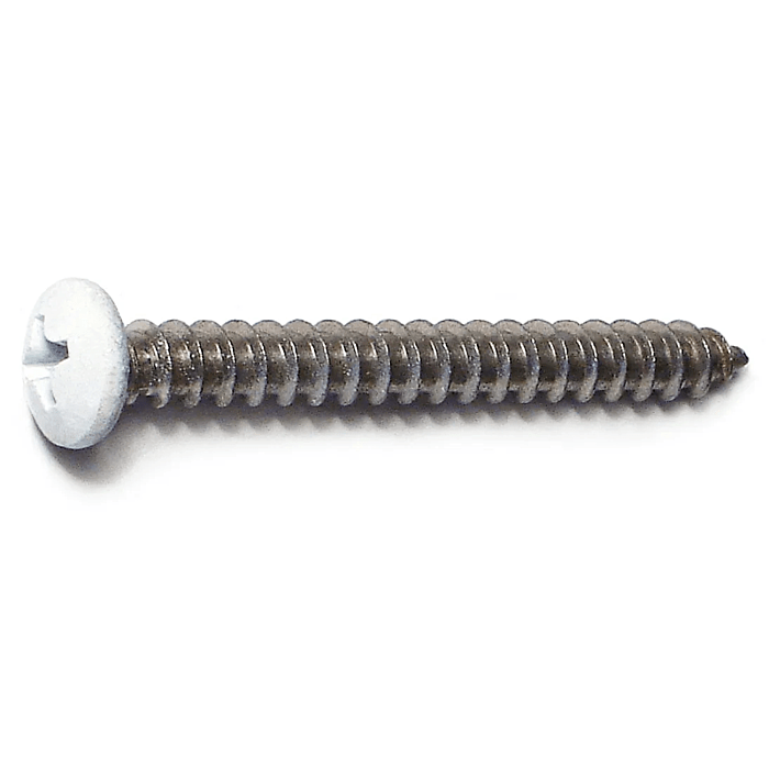 #8 x 1-1/2" Phillips Pan Head, Sheet Metal Screw, Stainless Steel, White (Bulk Box 1 lb)