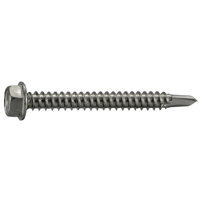 #12 x 2" Hex Washer Head, Self-Drilling Screw, Stainless Steel (Bulk Box 1 lb)