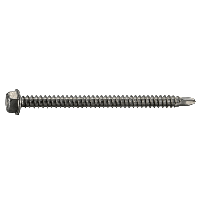 #12 x 3" Hex Washer Head, Self-Drilling Screw, Stainless Steel (Bulk Box 1 lb)