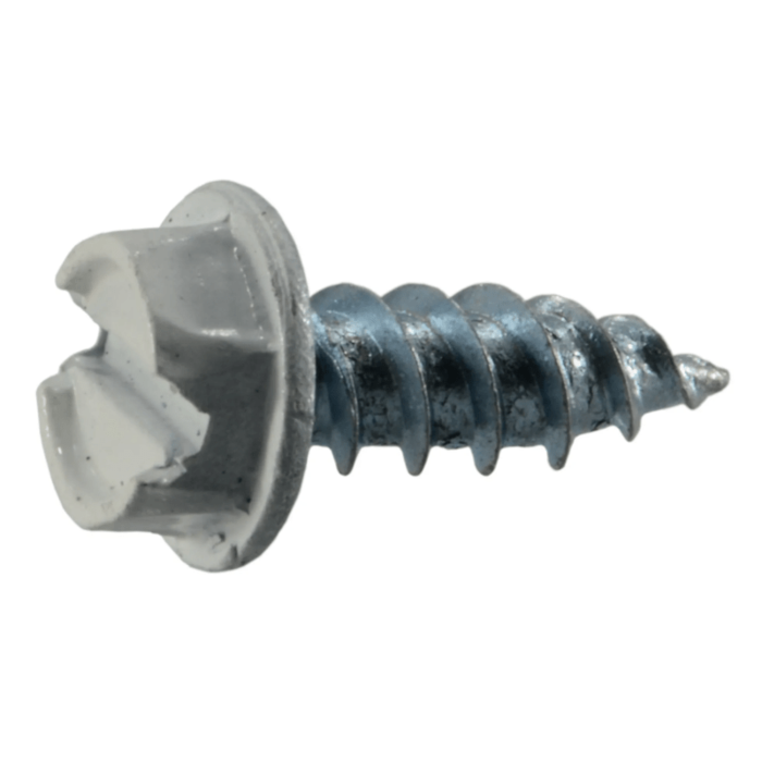 #8 x 1/2" Slotted Hex Washer Head, Gutter Screw, Zinc, White (Bulk Box 1 lb)