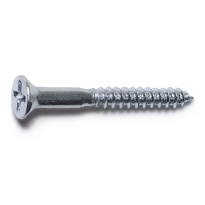 #6 x 1-1/4" Phillips Flat Head, Wood Screw, Zinc (Bulk Box 15 pk)