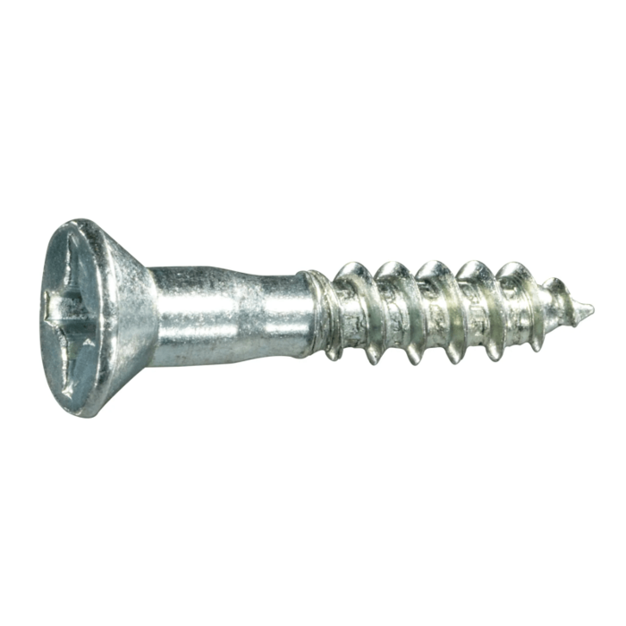 #10 x 1" Phillips Flat Head, Wood Screw, Zinc (Bulk Box 10 pk)