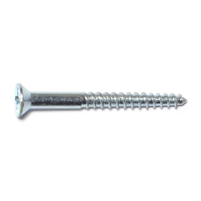 #10 x 2" Phillips Flat Head, Wood Screw, Zinc (Bulk Box 6 pk)