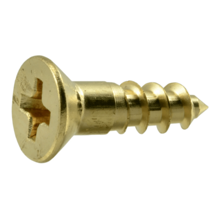 #6 x 1/2" Phillips Flat Head, Wood Screw, Brass (Bulk Box 10 pk)