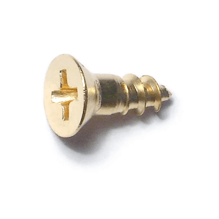 #8 x 1/2" Phillips Flat Head, Wood Screw, Brass (Bulk Box 8 pk)