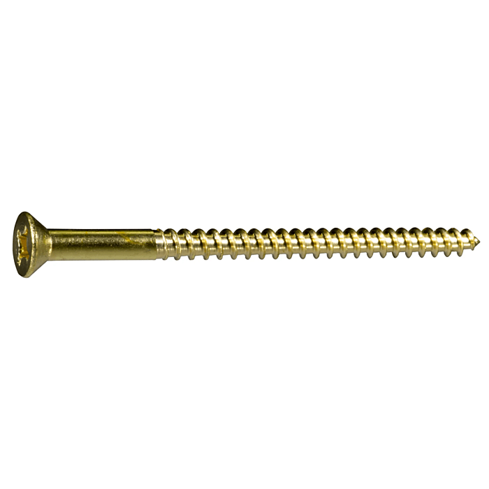 #10 x 3" Phillips Flat Head, Wood Screw, Brass (Bulk Box 2 pk)
