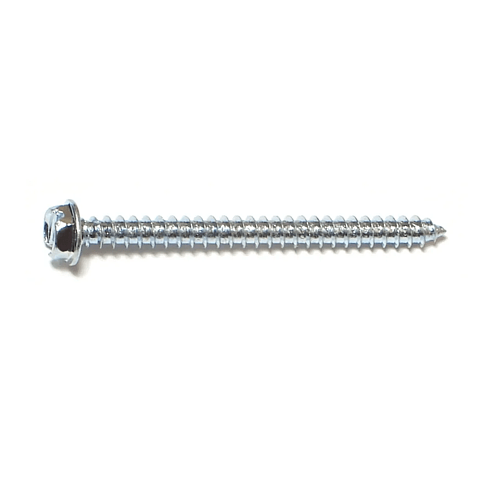 #8 x 2" Slotted Hex Washer Head, Sheet Metal Screw, Zinc (Bulk Box 6 pk)