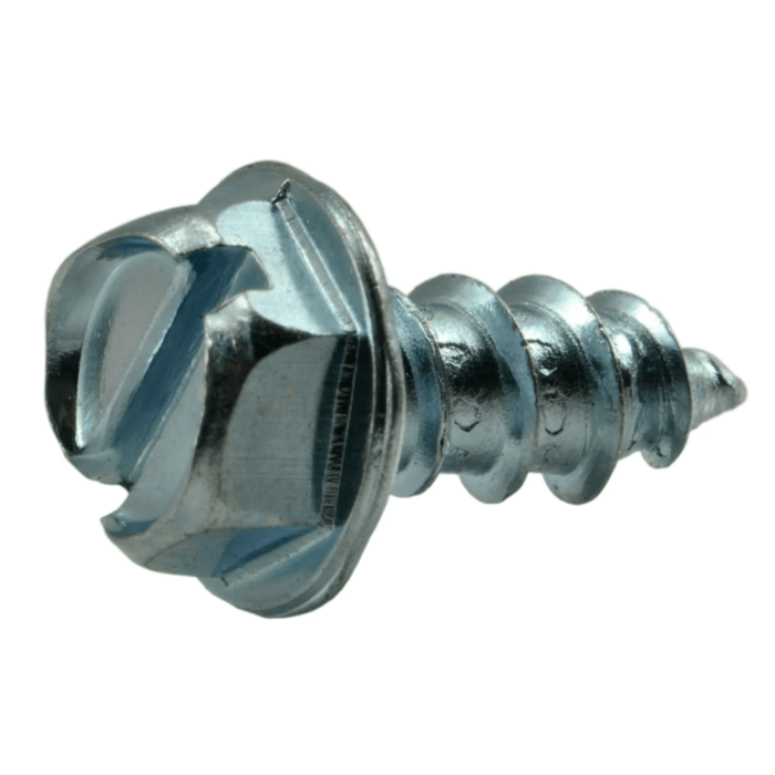 #12 x 1/2" Slotted Hex Washer Head, Sheet Metal Screw, Zinc (Bulk Box 7 pk)