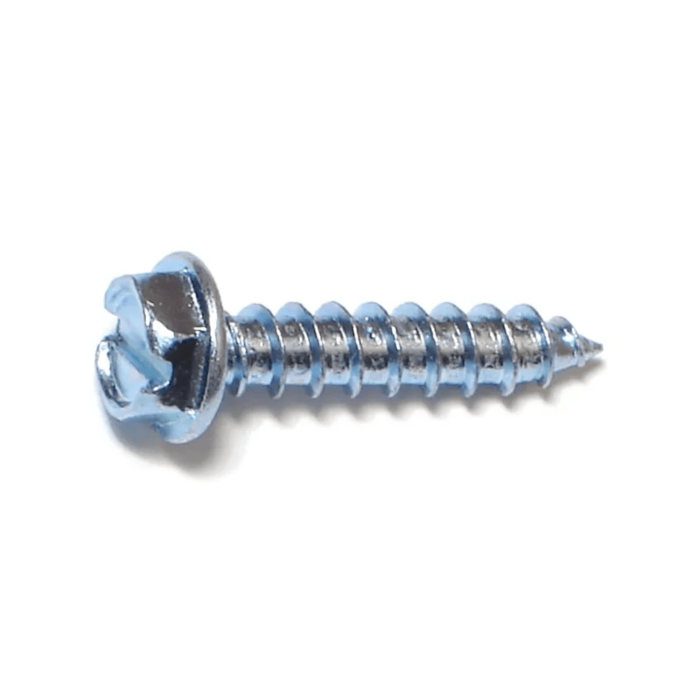 #12 x 1" Slotted Hex Washer Head, Sheet Metal Screw, Zinc (Bulk Box 6 pk)