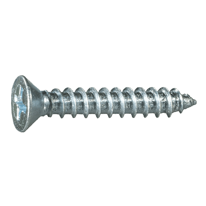#8 x 1" Phillips Flat Head, Sheet Metal Screw, Zinc (Bulk Box 12 pk)