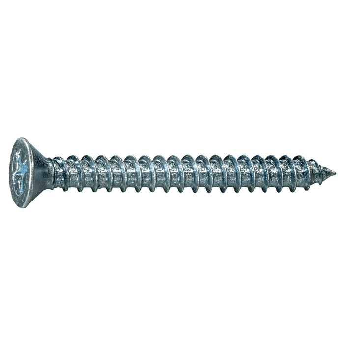 #8 x 1-1/2" Phillips Flat Head, Sheet Metal Screw, Zinc (Bulk Box 8 pk)