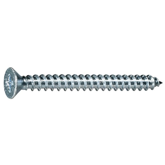 #10 x 2" Phillips Flat Head, Sheet Metal Screw, Zinc (Bulk Box 5 pk)