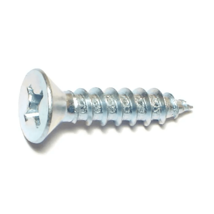 #12 x 1" Phillips Flat Head, Sheet Metal Screw, Zinc (Bulk Box 6 pk)