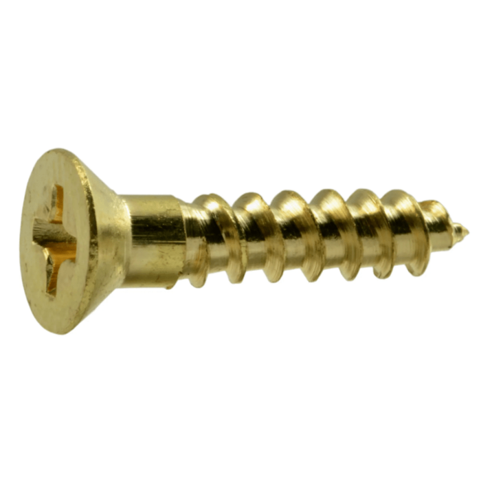 #7 x 3/4" Phillips Flat Head, Wood Screw, Brass (Bulk Box 5 pk)