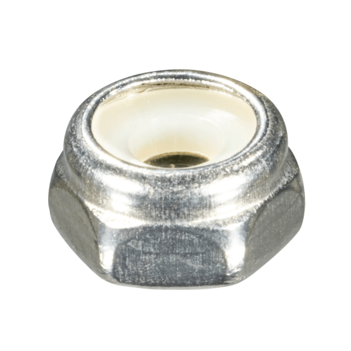 6-32 Nylon Lock Nut, Coarse Thread, Stainless Steel (Bulk Box 4 pk)