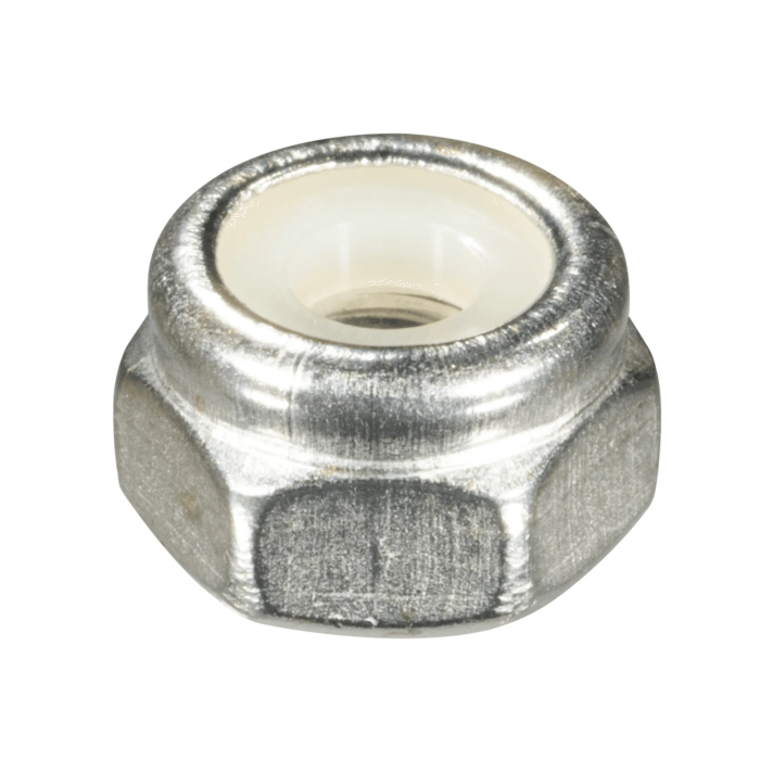 8-32 Nylon Lock Nut, Coarse Thread, Stainless Steel (Bulk Box 4 pk)