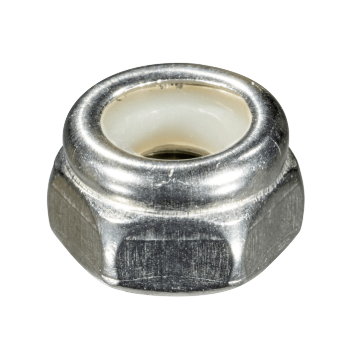10-24 Nylon Lock Nut, Coarse Thread, Stainless Steel (Bulk Box 4 pk)